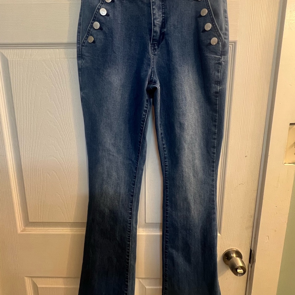 Slim Boot High Rise Zoe & Phoebe Women's Jeans w Button Accents SIZE 10